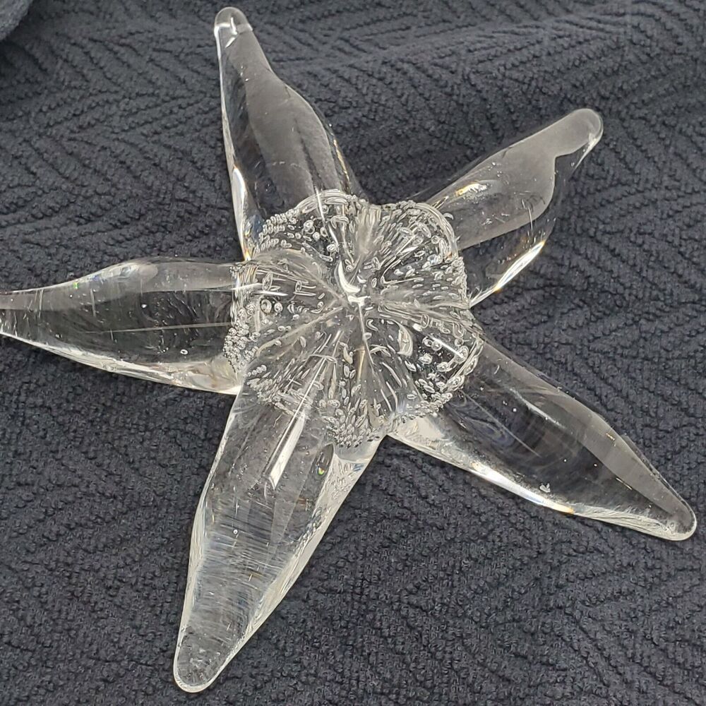 Vintage Crystal Glass Starfish Controlled Bubble Figurine Paperweight 6.5" - Picture 2 of 7